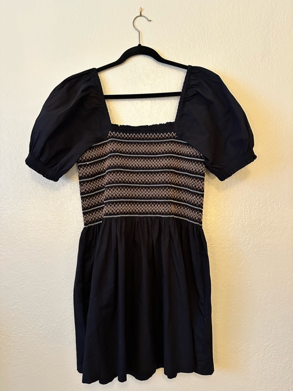 Madewell Smocked Puff Sleeve Minidress 100% Cotton